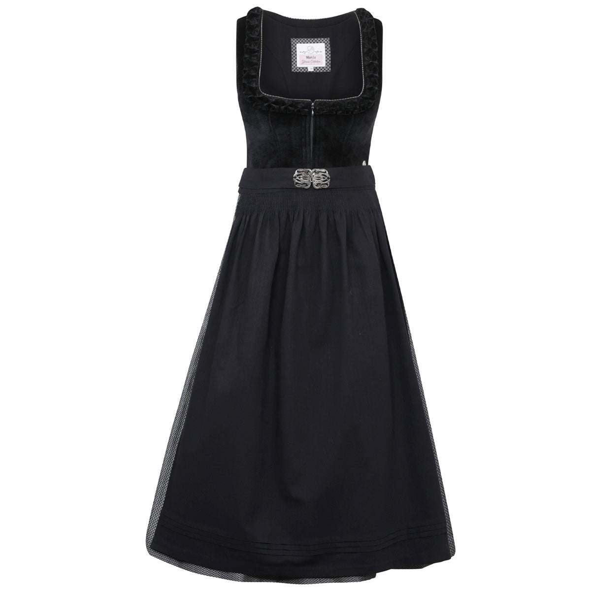 MarJo Dirndl Polling Schwarz Froschgoscherl Samt 70cm