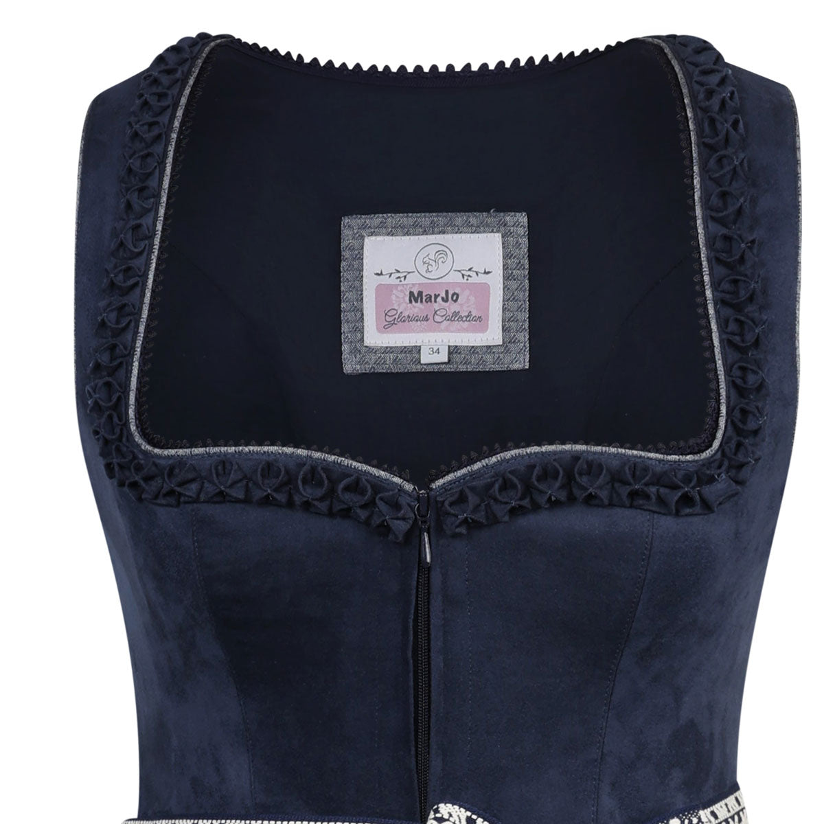 MarJo Dirndl Reichenfels Midnight/Denim Herz Ausschnitt 70cm