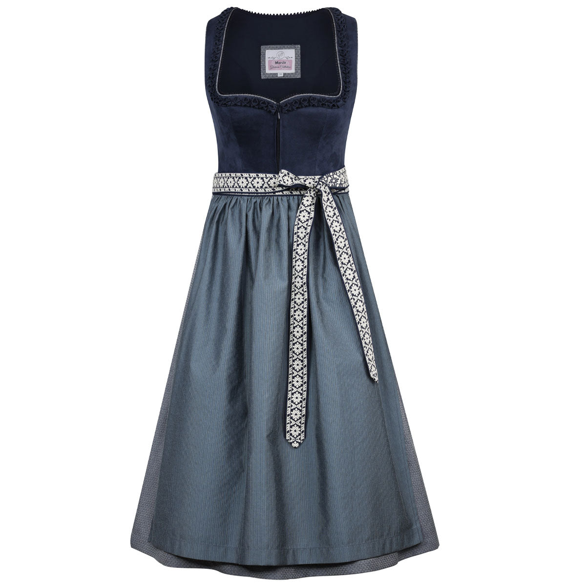 MarJo Dirndl Reichenfels Midnight/Denim Herz Ausschnitt 70cm