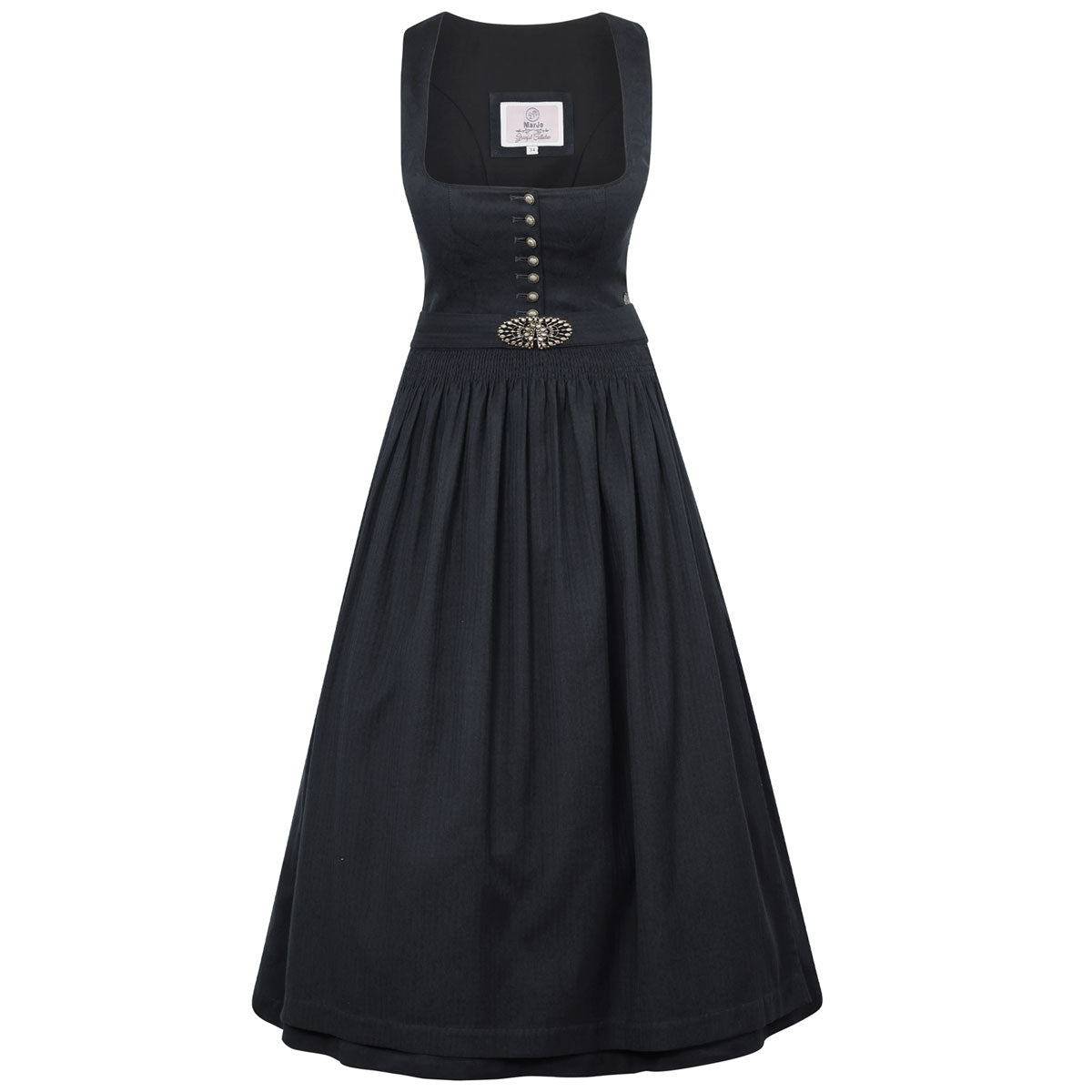 MarJo Dirndl Rosenau Midnight Gerader Ausschnitt Knöpfe 75cm