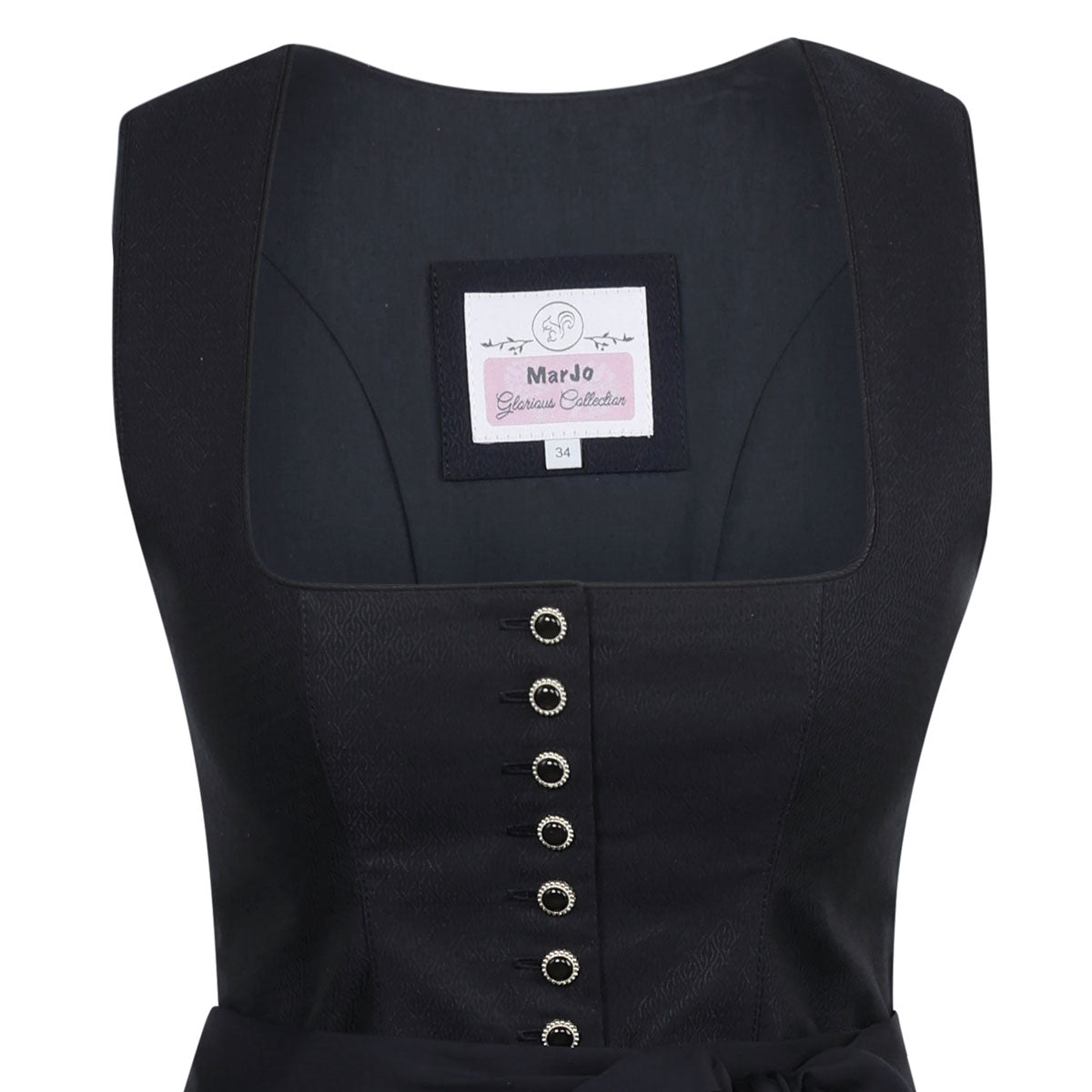 MarJo Dirndl Vordernberg Midnight Gerader Ausschnitt Knopfleiste 70cm
