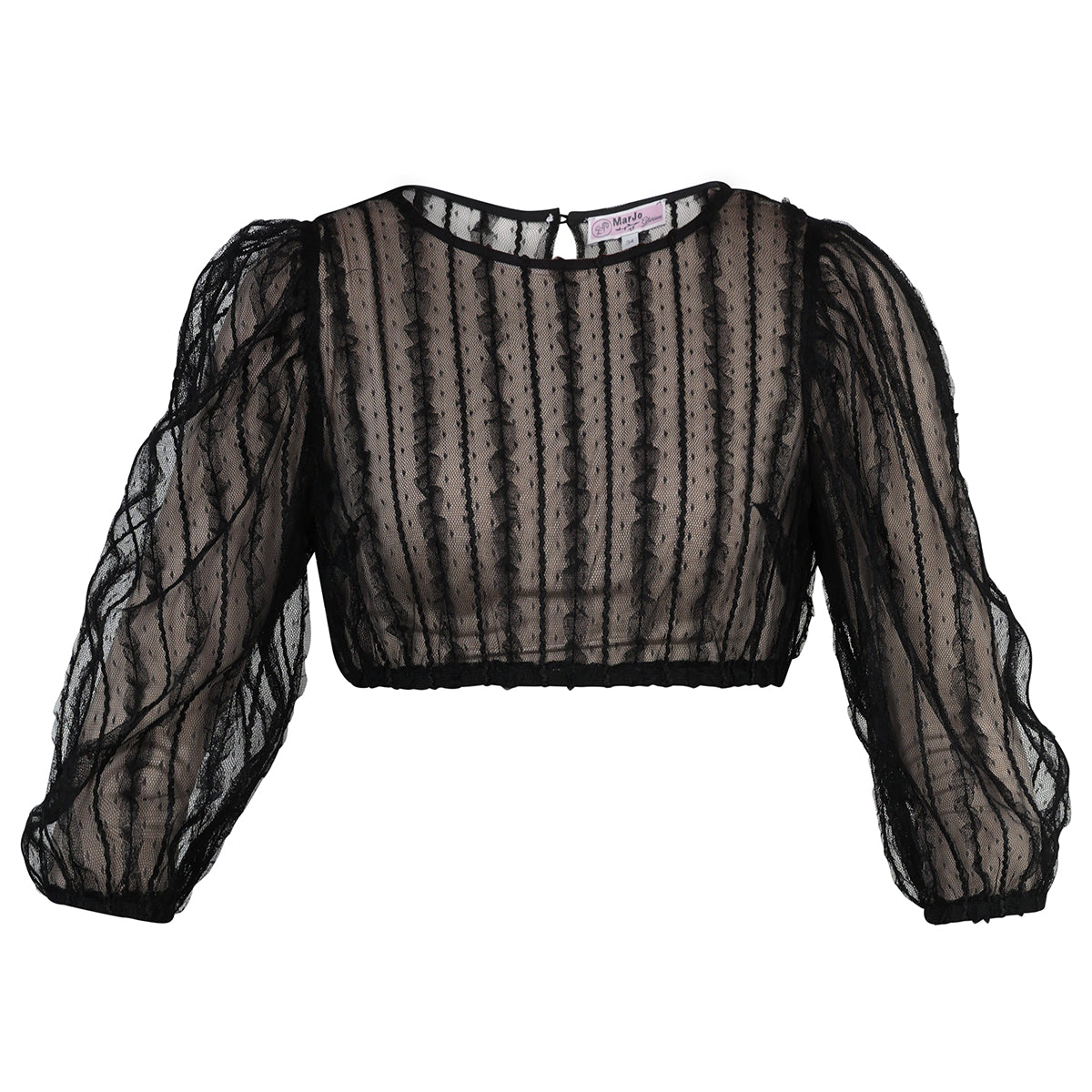 MarJo Dirndlbluse Raisting Schwarz Halbarm Rundhals