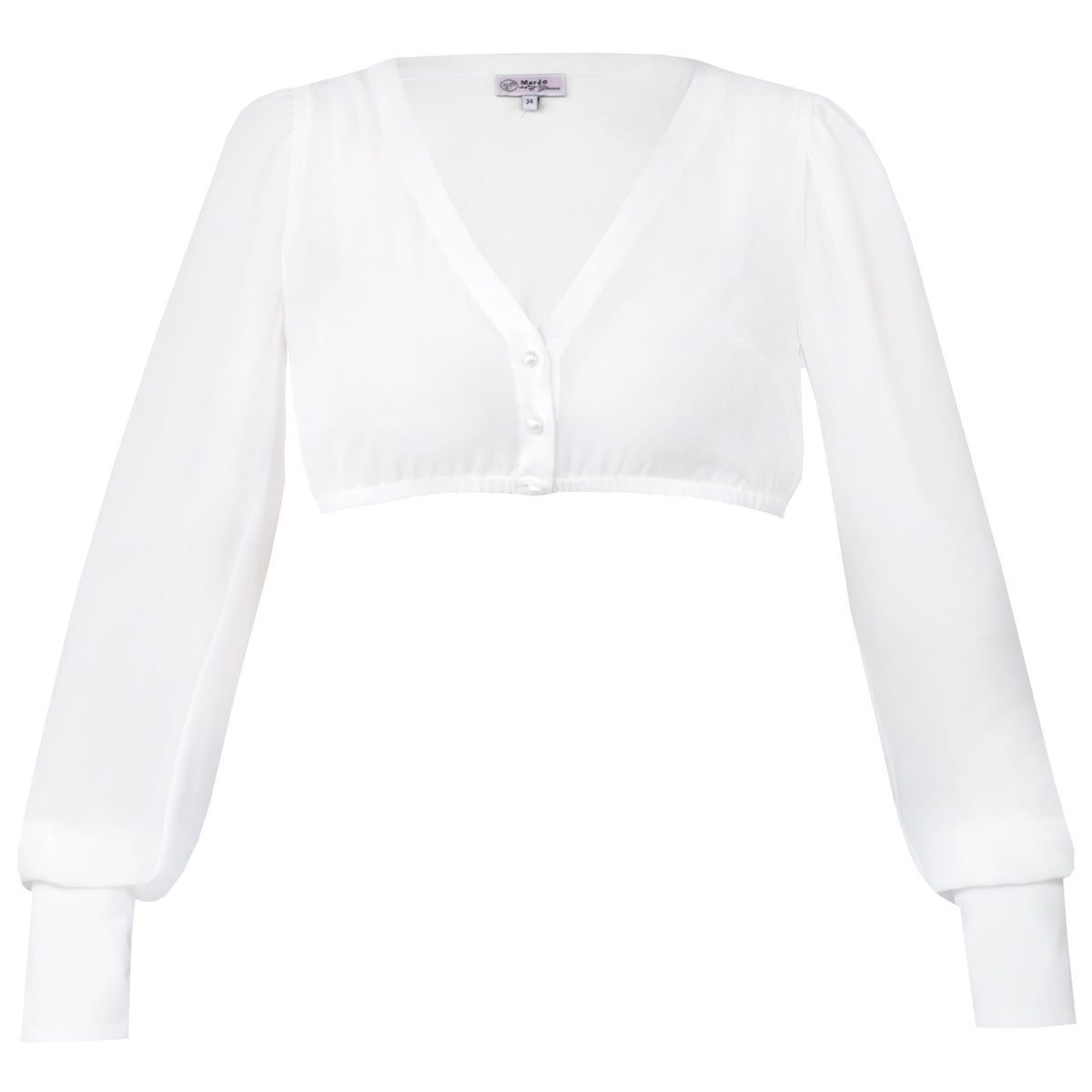 MarJo Dirndlbluse Jachenau Offwhite Langarm V-Ausschnitt