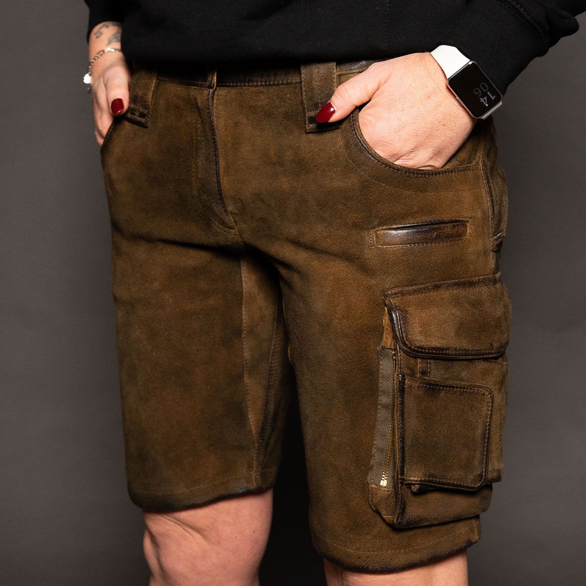 Datschi Trachten Damen Arbeits Lederhose Vroni Braun Wildbock Leder