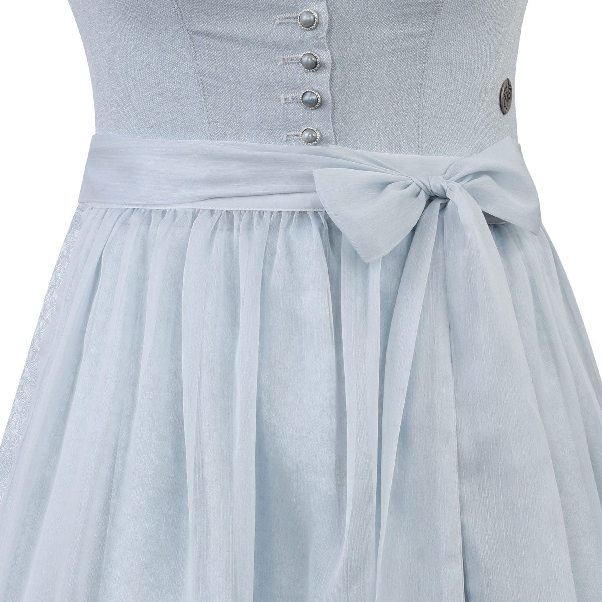 Teresa Bauer x MarJo Dirndl Blue Belle 70 cm Hellblau Knopfleiste Kollektion 2026