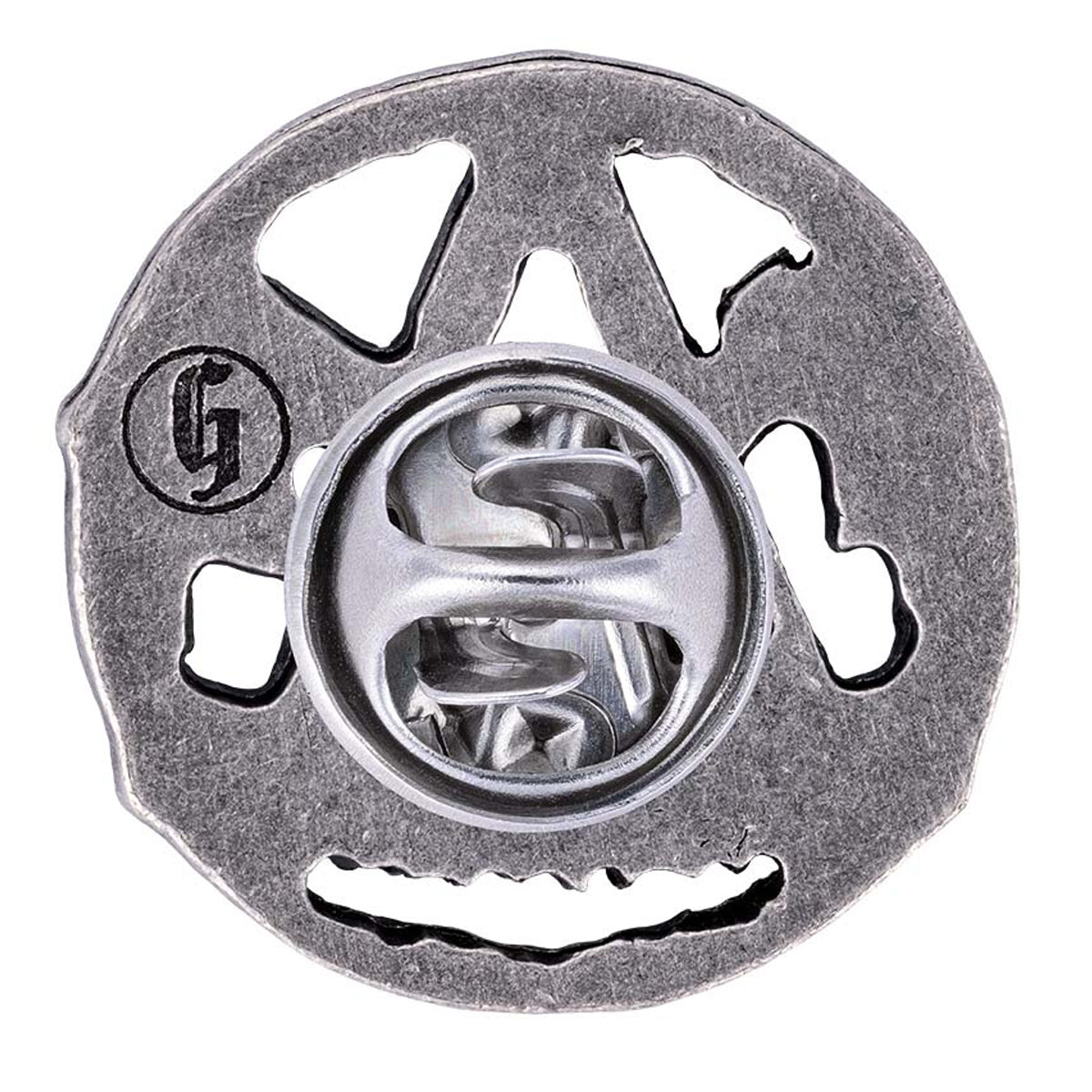 Gaudiknopf Anstecker Zunftszeichen Zimmermann Pin Altsilber