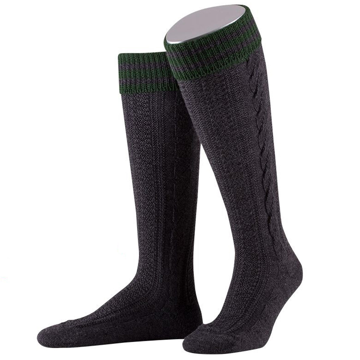 Kniestrümpfe mit Zopf Anthracite Tannengrün
