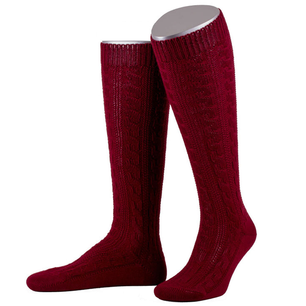 Trachten Kniestrumpf Merino Schurwolle Burgundy