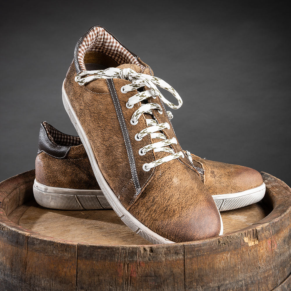 Trachtensneaker flach Moderner Trachtenschuh für Herren Braun