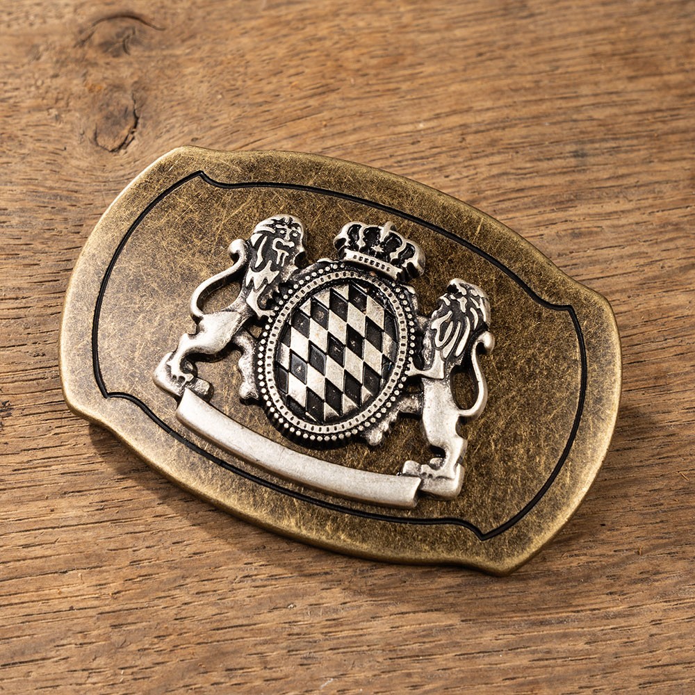 Gürtelschließe Bayern Wappen Messing Antik